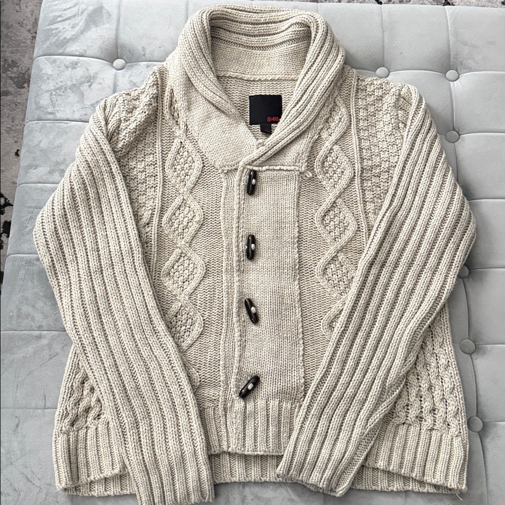 5/48 Cream Cable Knit Cardigan Sweater